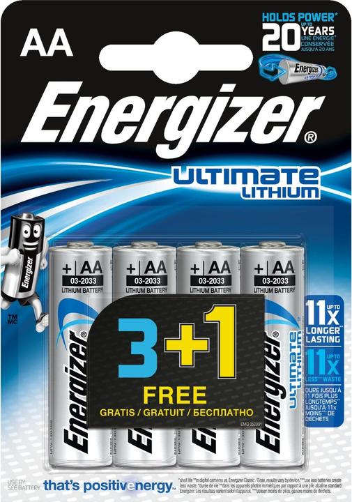Image du produit Energizer Pile Mignon (AA) Lithium Ultimate FR6 (4 pcs, AA, 1150 mAh)