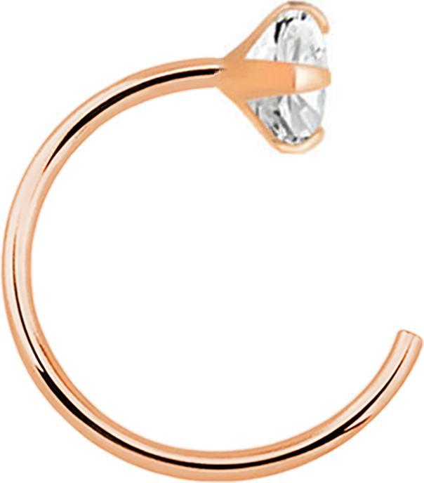 Star Piercing Nasenring offen rosegold Kristall silber (ohne Messing, 925 Sterlingsilber)