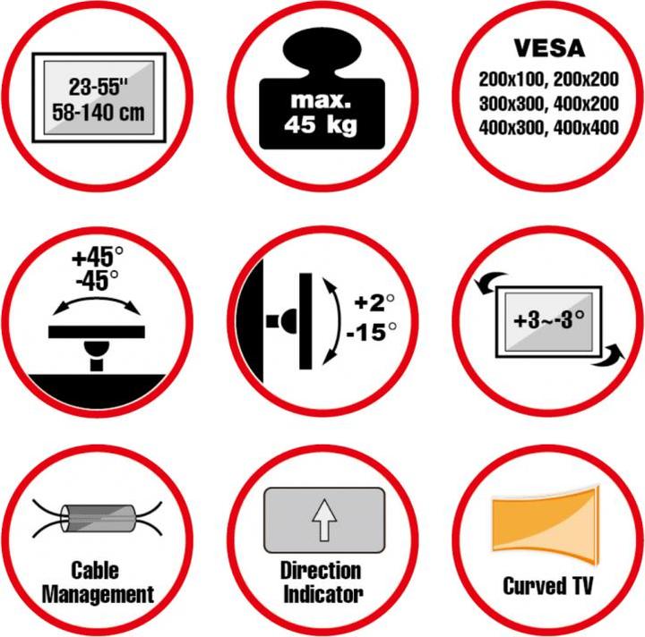 Actual product image Reflecta FLEXO 55-4040TC Universal corner wall mount (Wall, 55", 45 kg)