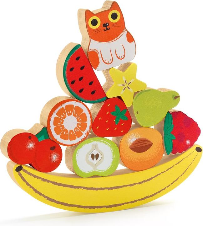 Productafbeelding Djeco Houten puzzel - Evenwichtsspel - Fruit (11 onderdelen)