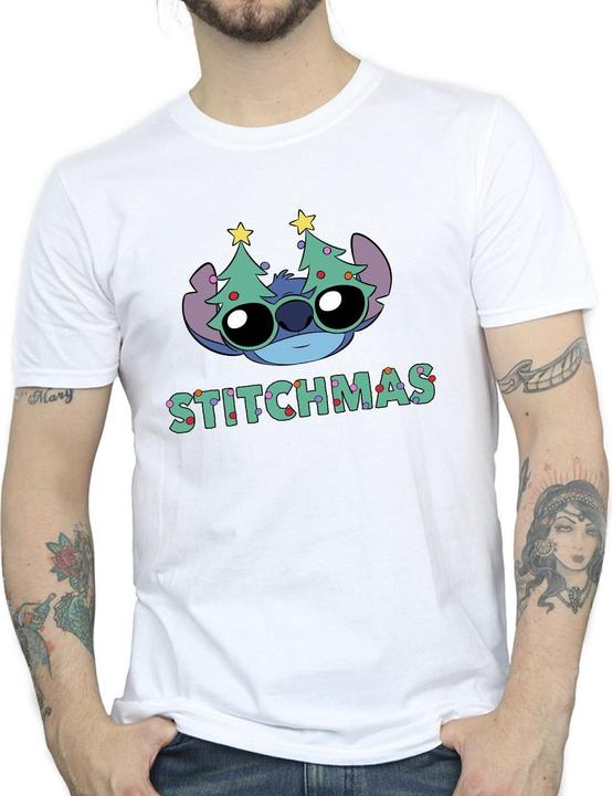 Actual product image Disney Mens Lilo & Stitch Stitchmas Glasses T-Shirt (4XL)