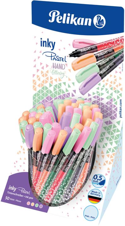 Produktbild Pelikan Tintenschreiber inky 273 Pastell, im Display (Hellgrün, Rosa, Orange, Flieder, 50 x)