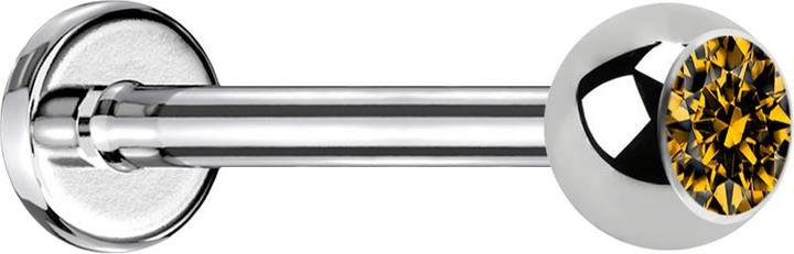 Produktbild Star Piercing Micro Labret silber mit Kugel Kristall topaz (Chirurgenstahl 316L, ohne Messing)