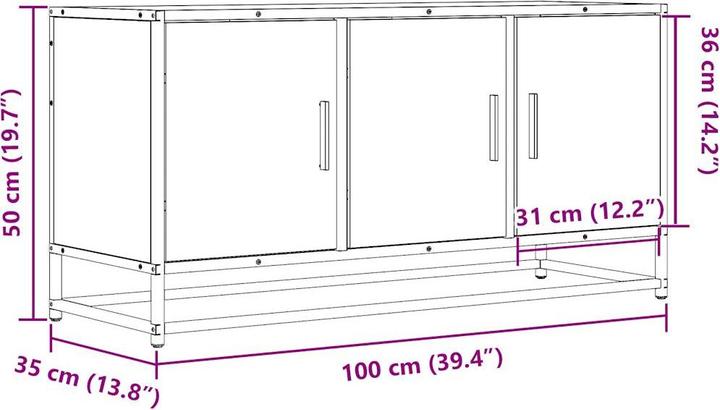 Produktbild VidaXL TV Schrank Lowboard Fernsehschrank Fernsehtisch Holzwerkstoff Metall (100 x 35 x 50 cm)