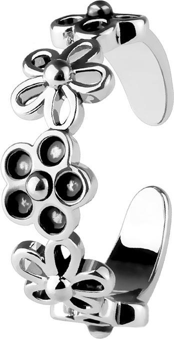 Star Piercing Ring silber mit fünf Blumen (Messing)