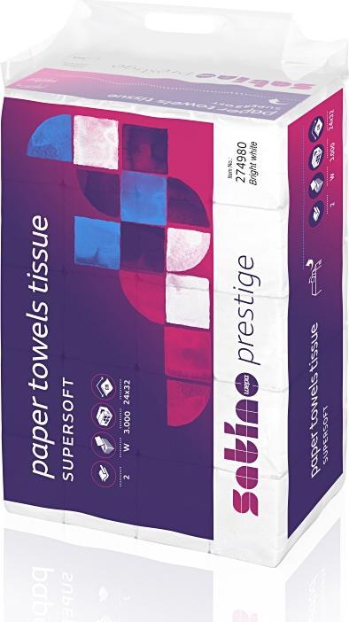 Immagine prodotto Wepa carta asciugamani prestige - 274980 - compatibile PT2 - 3000 fogli - 2 veli - cellulosa (25 x)