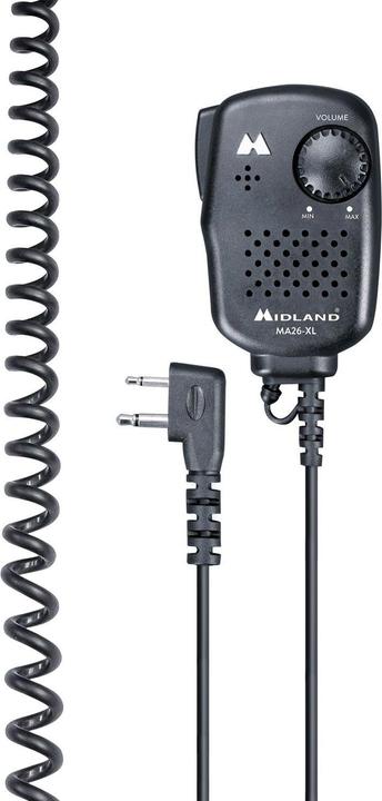 Midland Microfono mini altoparlante MA 26-LL, connettore a L a 90 gradi Caricabatterie da tavolo, 4