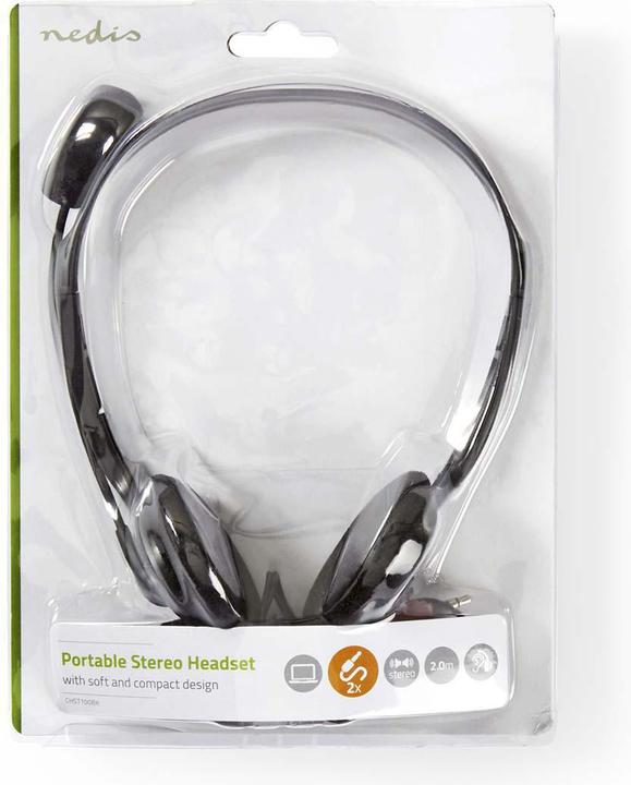 Produktbild Nedis Kopfhörer für PC, Headset, 2 Stecker, 3,5 mm, Schwarz