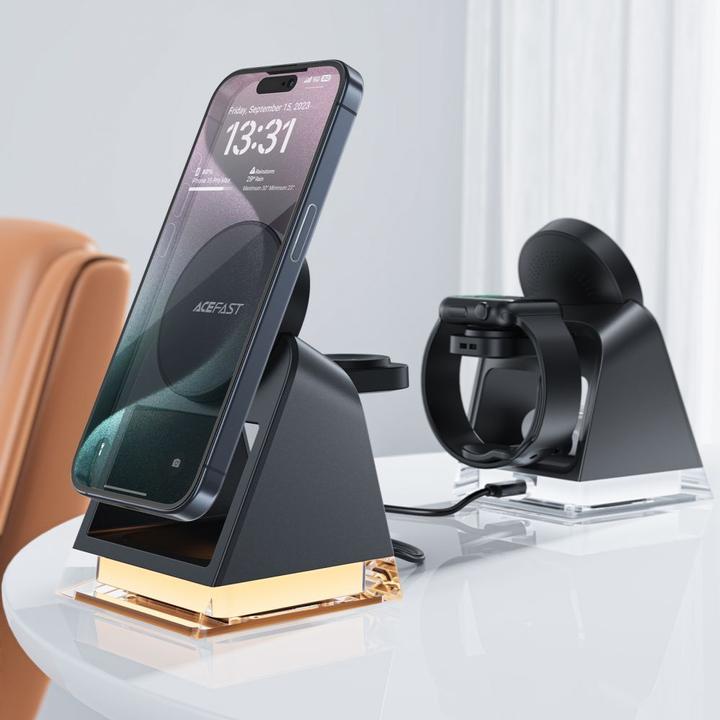 Immagine prodotto Acefast Caricabatterie induttivo E17 MagSafe 3in1 + cavo USB-A USB-C - nero (20.50 W)