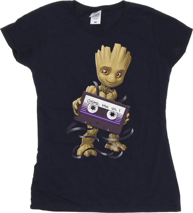 Actual product image Womens/Ladies Guardians Of The Galaxy Groot Cosmic Tape Cotton T-Shirt (S)