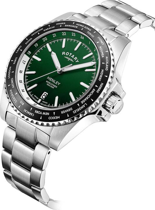 Produktbild Rotary GB05370/78 Henley World Timer Herrenuhr 41mm 10ATM (Analoguhr, 41 mm)