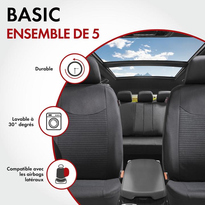Immagine prodotto Walser Coprisedile auto ZIPP-IT Speedway, set completo di coprisedile auto con sistema di cerniere nero