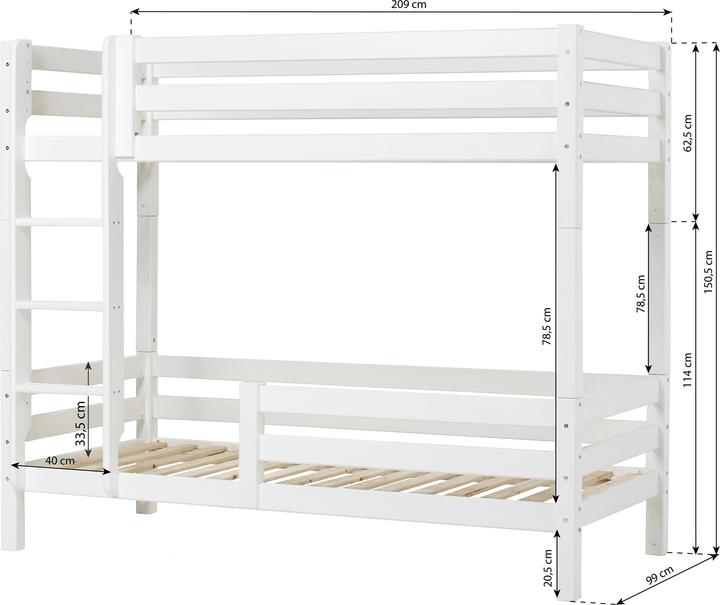 Image du produit Hoppekids ECO Luxury Lit superposé avec protection contre les chutes et échelle droite (90 x 200 cm)