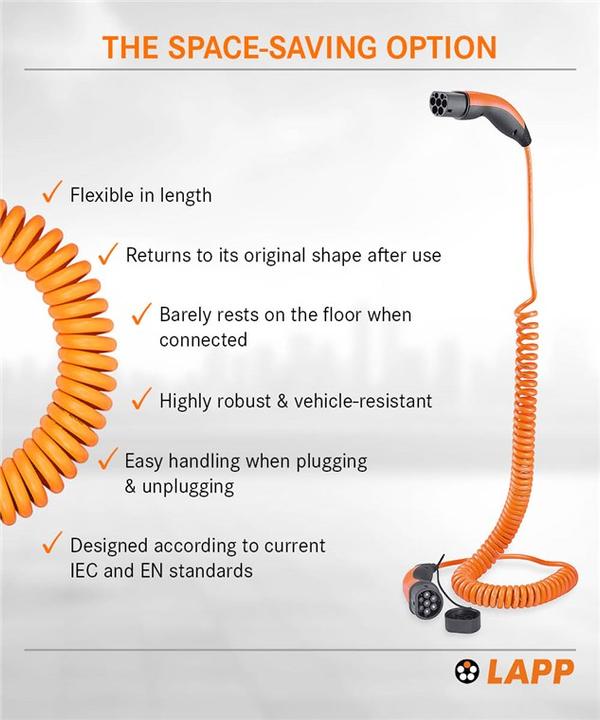 Produktbild Lapp Mobility Spiral Ladekabel (Typ 2, 11 kW, 20 A, 5 m)
