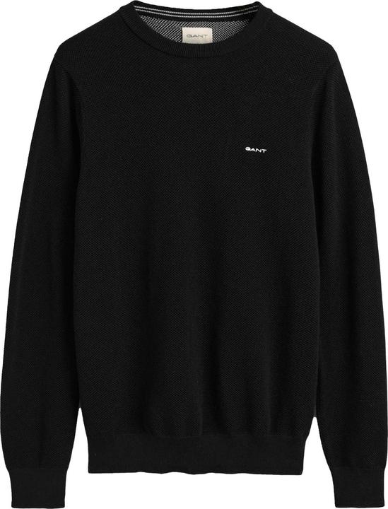 Produktbild GANT Cotton Pique Pullover Crew Neck Black (S, L, 3XL)