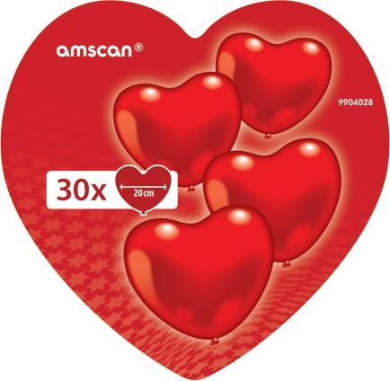 Image du produit Amscan 30 ballons en latex en forme de coeur dans une boîte 20 cm