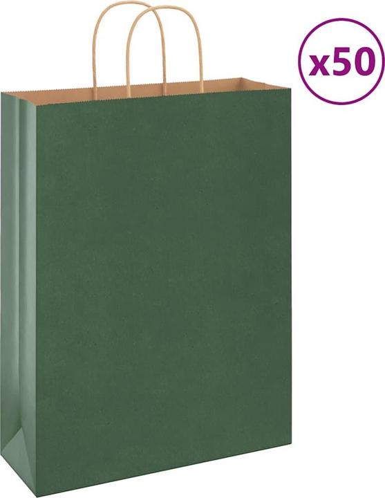 Actual product image VidaXL Kraft paper bags 50 pcs. with handle green 32x12x42 cm paper bag (Gift bag, 50 x)