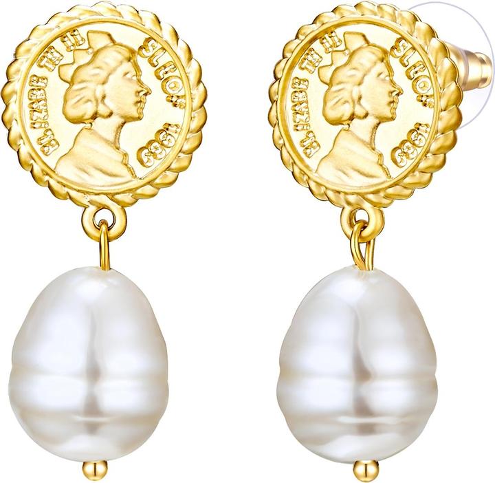 Actual product image Lulu & Jane Ladies coin metal alloy pearl (synth.) yellow gold - 29335 (Metal alloy)