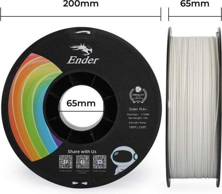 Immagine prodotto Creality Filamento PLA+ Bianco, 1,75 mm, 1 kg (PLA, 1.75 mm, 1000 g, Multicolore)