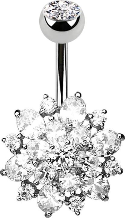 Produktbild Star Piercing Banane silber Kristall Dahlie silber (Messing, Chirurgenstahl 316L)