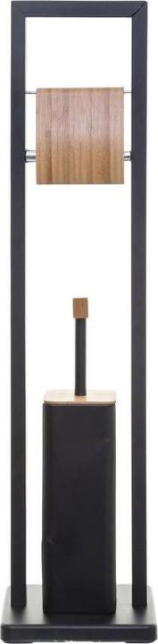 Actual product image 5Five Toilet roll holder with toilet brush - black / bamboo