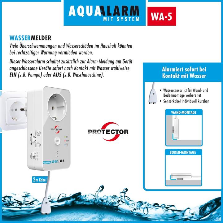 Produktbild M-E WA-5 - Wassermelder mit Steckdose