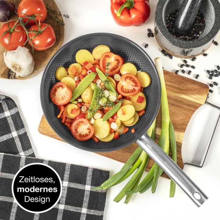 Image du produit Moritz & Moritz Poêle en acier inoxydable à structure alvéolaire 24cm avec revêtement céramique de dernière (Ensemble de casseroles et de poêles de cuisson, Acier inoxydable)