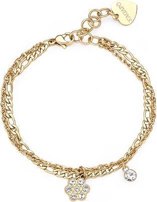 Sagapo S'Agapo Double Gold-Plated Bracelet With Flower Pendants Aurora Sar47