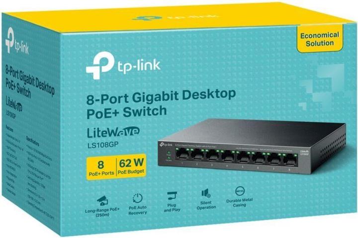 Immagine prodotto TP-Link Switch desktop Gigabit a 8 porte con 8 porte PoE+ LS108GP (8 Porti)