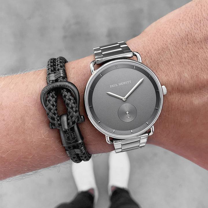 Produktbild Paul Hewitt Phinity Shackle Bracelet Gun Metal Nylon Black Grey (18 cm, Nylon, Edelstahl)