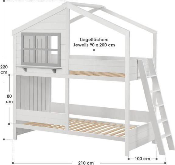 Produktbild Juskys Kinder Hochbett Traumhaus mit Dach & Leiter (90 x 200 cm)