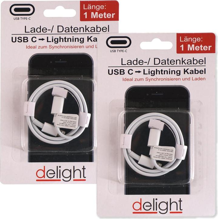 Immagine prodotto Top ten Set di 2 cavi di ricarica USB-C Lightning, 1m, bianco (1 m, USB 3.0)