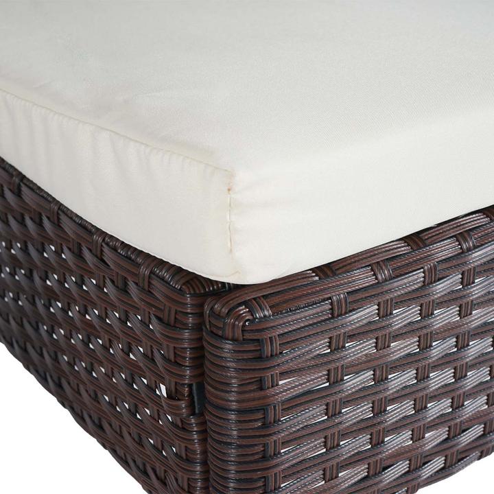 Produktbild Swisshandel24 2x Poly-Rattan Stuhl, Balkonstuhl Gartenstuhl, stapelbar braun, Kissen creme