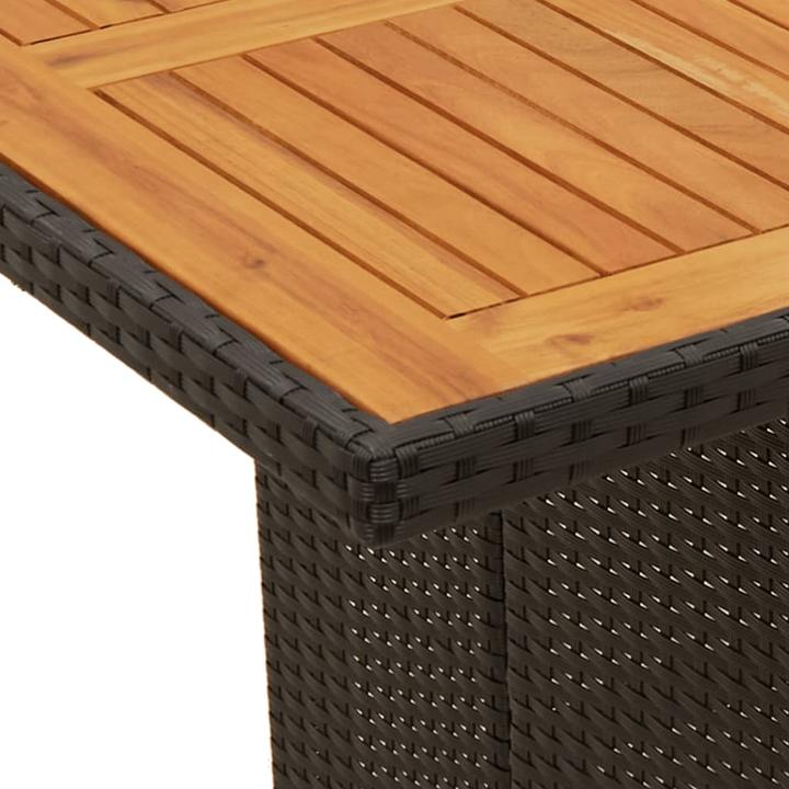 Immagine prodotto VidaXL Tavolo da giardino Tavolo da pranzo Tavolo da patio con piano in legno nero in poly rattan (80 cm)