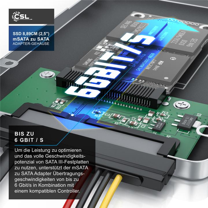Actual product image CSL Hard drive enclosure, SSD 8.89cm (2.5) mSATA to SATA adapter, max. 7mm installation height, hard