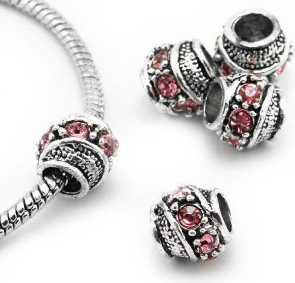 Actual product image Hermex Rhinestone Bead silver plated 925 - Silvery Pink (Silver 925)