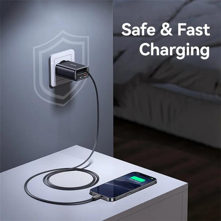 Produktbild Usams CC299 65W Fast Charger With Retractable Type-C Cable (EU) - Xiang Series Black (65 W)