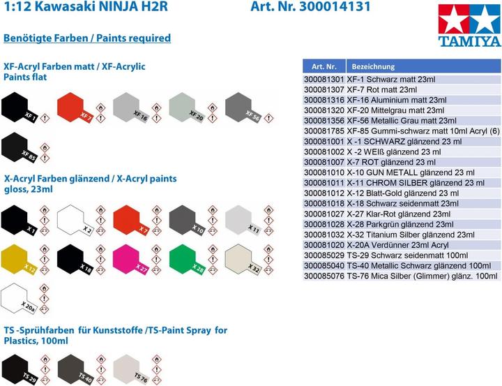 Actual product image Tamiya Kawasaki Ninja H2R