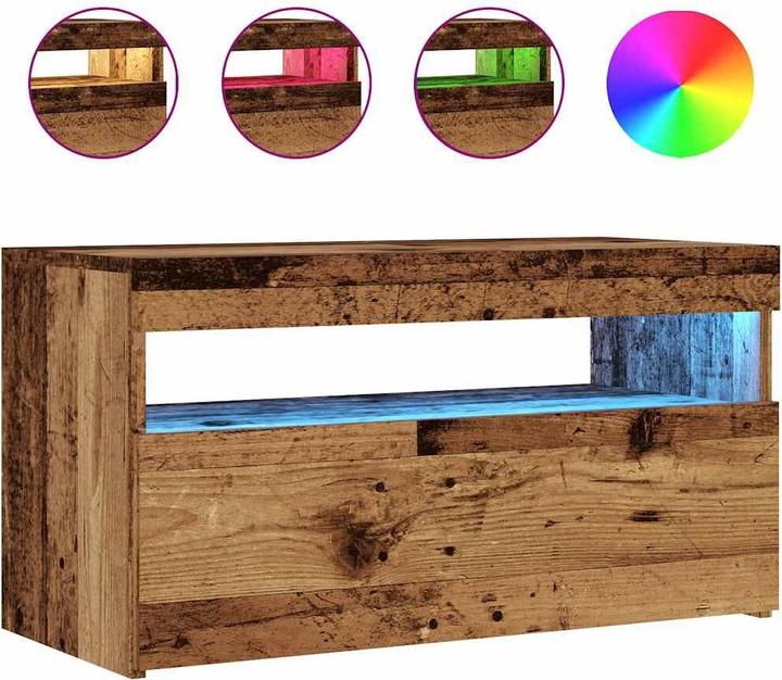 Image du produit VidaXL TV Schrank Lowboard Fernsehschrank Fernsehtisch LED 2 Stk. Altholz-Optik (75 x 35 x 40 cm)