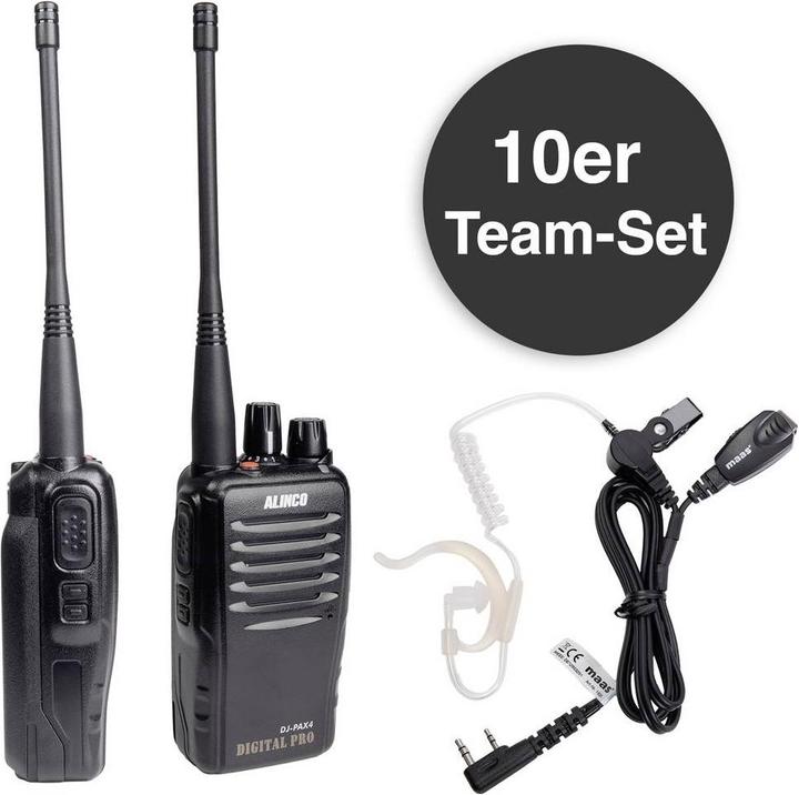Actual product image Alinco Team-Set DJ-PAX-4 + KEP-24-VK 150099 PMR-Handfunkgerät 10er Set