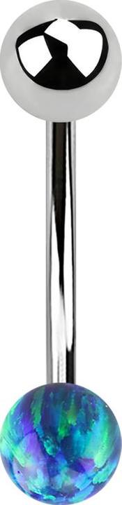 Produktbild Star Piercing Micro Banane silber mit Kugel und Kugel Opal blau (ohne Messing, Chirurgenstahl 316L)