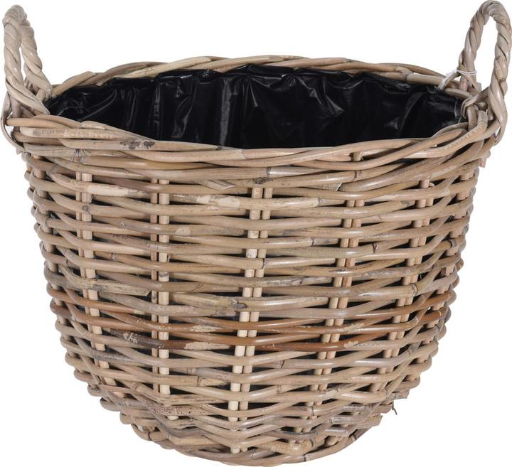 Natura Punto Reed and rattan plant basket with inner foil and carrying handles, 40 x 30 cm (40 cm)
