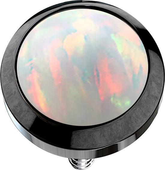 Actual product image Star Piercing Dermal Anchor black with opal white (without brass, Surgical steel 316L)
