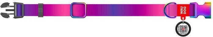 Produktbild Collar Waudog gradient nylon dog with QR code, purple, size M (M, Hund, Hundesport)