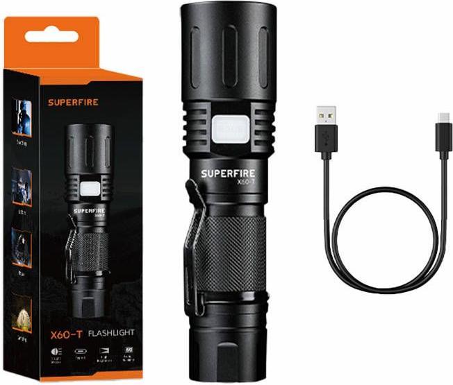 Actual product image Superfire Flashlight X60-T, 1500lm, USB (15.80 cm)