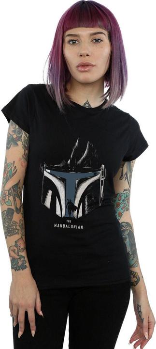 Immagine prodotto Star Wars The Mandalorian Helmet Silhouette Maglietta Donna (XXL)