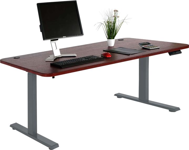 Actual product image Swisshandel24 Desk, computer table, electrically height-adjustable 160x80cm 53kg Cherry decor, anthracite-grey (160 x 80 x 121 cm)