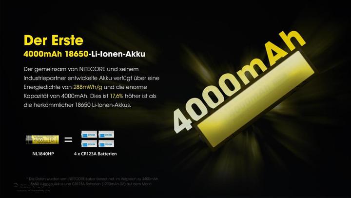Image du produit Nitecore NL1840HP (1 pcs, 18650, 4000 mAh)