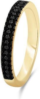 Brilio Silver - Sparkling gold plated ring withack zircons RI058Y - Circuit: 54 mm (54)