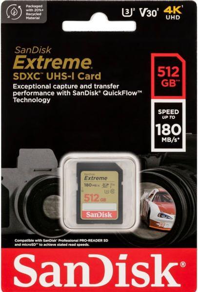 Image du produit SanDisk Extreme (512 Go, SDXC, U3, UHS-I)